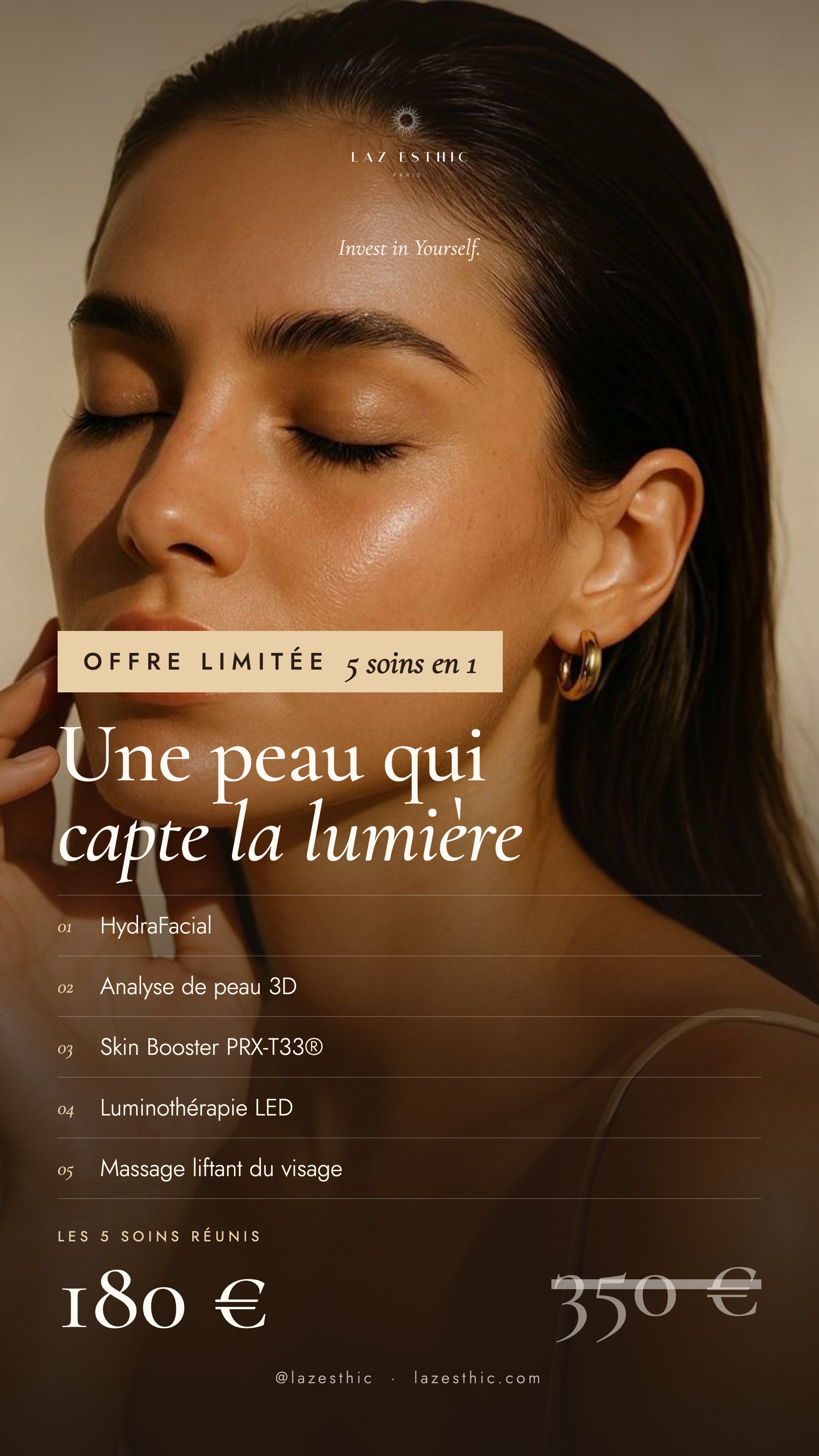 Offre Éclat d'été - 5 soins en 1 - Clinique Laz Esthic Montorgueil